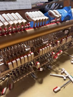 Piano being repaired by The Piano Guyz